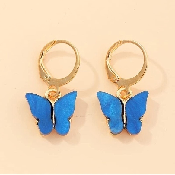 SALE💚 any 3 for $18 💚 Hoop Huggie Butterfly Earrings Pink Emerald Gold  NWT - Picture 3 of 8